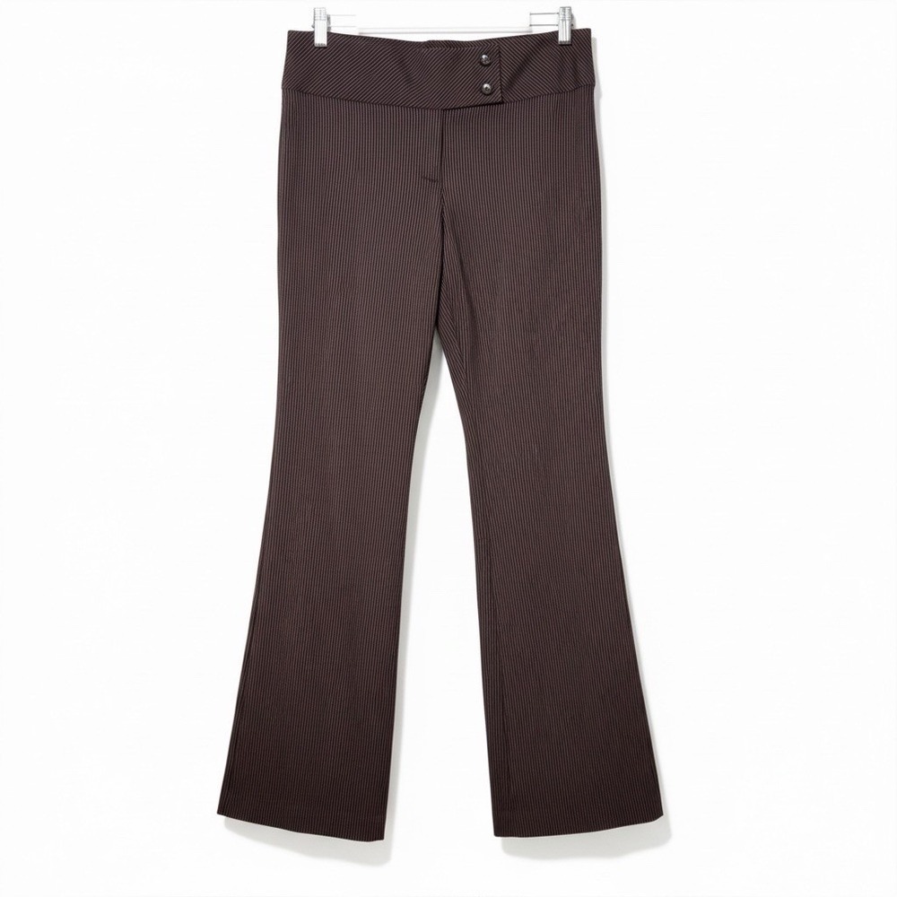 Laundry by Shelli Segal Womens Pinstripe Dress Pants Size 8 Brown Y2K Officecore